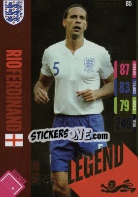 Sticker Rio Ferdinand - England 2024 Tournament Edition. Adrenalyn XL
 n. 85 - Panini