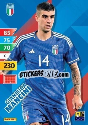 Sticker Gianluca Mancini - Azzurri 2024. Adrenalyn XL
 n. 8 - Panini