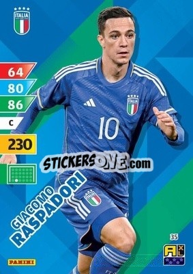 Cromo Giacomo Raspadori - Azzurri 2024. Adrenalyn XL
 n. 35 - Panini