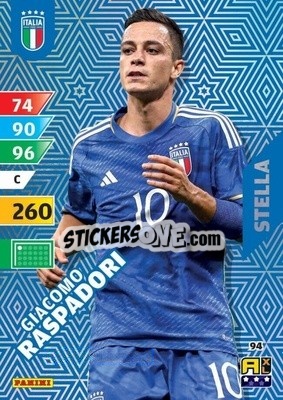 Cromo Giacomo Raspadori - Azzurri 2024. Adrenalyn XL
 n. 94 - Panini