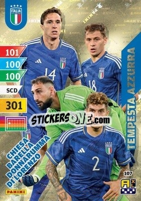 Sticker Donnarumma / Di Lorenzo / Barella / Chiesa - Azzurri 2024. Adrenalyn XL
 n. 107 - Panini