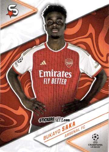 Sticker Bukayo Saka - UEFA Club Competitions Superstars 2023-2024
 n. 10 - Topps