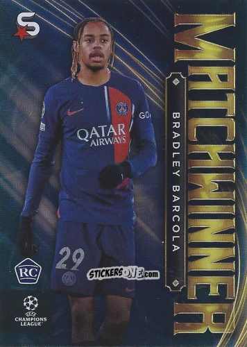 Figurina Bradley Barcola - UEFA Club Competitions Superstars 2023-2024
 n. MW-4 - Topps