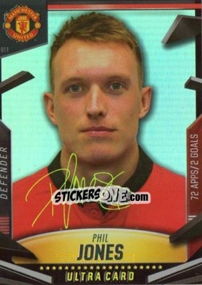 Sticker Phil Jones - Manchester United 2013-2014. Trading Cards n. 11 - Panini