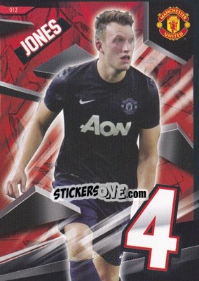 Sticker Phil Jones - Manchester United 2013-2014. Trading Cards n. 12 - Panini