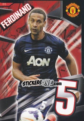 Sticker Rio Ferdinand - Manchester United 2013-2014. Trading Cards n. 15 - Panini