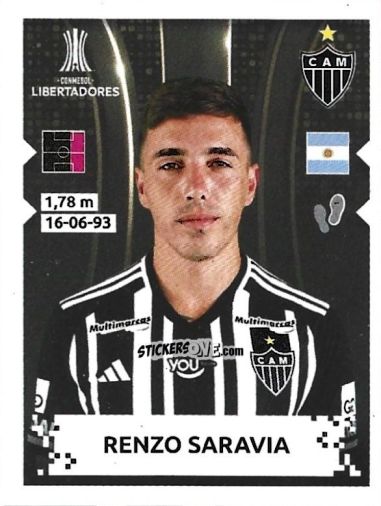 Sticker Renzo Saravia - Conmebol Copa Libertadores 2024 n. 147 - Panini