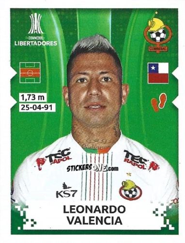 Sticker Leonardo Valencia - Conmebol Copa Libertadores 2024 n. 427 - Panini