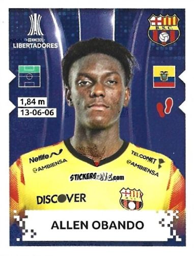 Cromo Allen Obando - Conmebol Copa Libertadores 2024 n. 254 - Panini