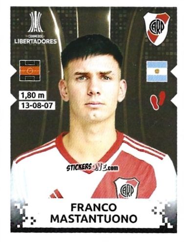 Cromo Franco Mastantuono - Conmebol Copa Libertadores 2024 n. 24 - Panini
