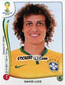 Sticker David Luiz - Coppa del Mondo FIFA Brasile 2014 - Panini
