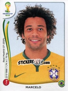 Figurina Marcelo - Coppa del Mondo FIFA Brasile 2014 - Panini