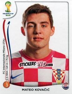 Sticker Mateo Kovacic - Coppa del Mondo FIFA Brasile 2014 - Panini