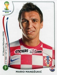 Sticker Mario Mandžukic - Coppa del Mondo FIFA Brasile 2014 n. 69 - Panini
