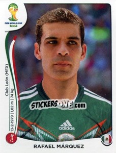 Sticker Rafael Márquez - Coppa del Mondo FIFA Brasile 2014 - Panini