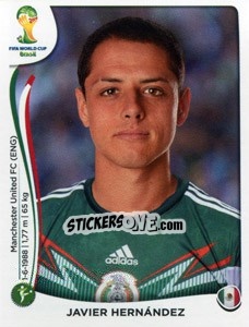 Sticker Javier Hernández - Coppa del Mondo FIFA Brasile 2014 n. 85 - Panini