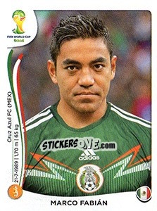Sticker Marco Fabián - Coppa del Mondo FIFA Brasile 2014 n. 88x - Panini