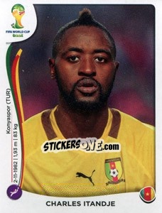 Sticker Charles Itandje - Coppa del Mondo FIFA Brasile 2014 n. 91 - Panini