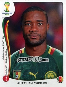 Sticker Aurélien Chedjou - Coppa del Mondo FIFA Brasile 2014 n. 92 - Panini