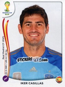 Sticker Iker Casillas - Coppa del Mondo FIFA Brasile 2014 - Panini