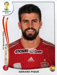 Sticker Gerard Piqué - Coppa del Mondo FIFA Brasile 2014 n. 112 - Panini