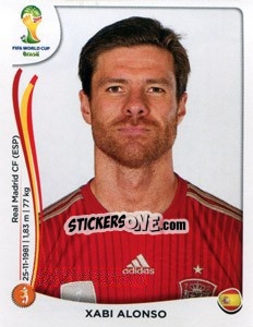 Sticker Xabi Alonso - Coppa del Mondo FIFA Brasile 2014 n. 116 - Panini