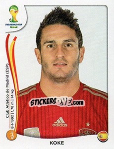 Sticker Koke - Coppa del Mondo FIFA Brasile 2014 - Panini