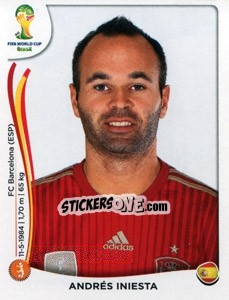 Sticker Andrés Iniesta - Coppa del Mondo FIFA Brasile 2014 n. 119 - Panini