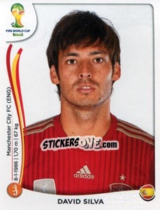 Sticker David Silva - Coppa del Mondo FIFA Brasile 2014 n. 121 - Panini