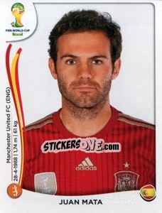 Sticker Juan Mata - Coppa del Mondo FIFA Brasile 2014 n. 123 - Panini