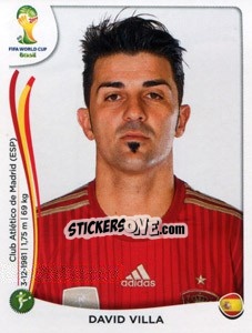 Figurina David Villa - Coppa del Mondo FIFA Brasile 2014 - Panini