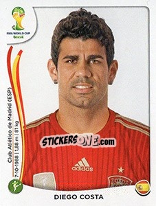 Sticker Diego Costa - Coppa del Mondo FIFA Brasile 2014 n. 126x - Panini