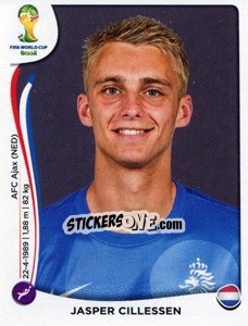 Sticker Jasper Cillessen - Coppa del Mondo FIFA Brasile 2014 n. 129 - Panini