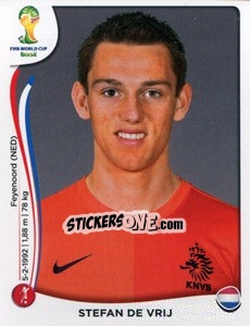 Sticker Stefan de Vrij - Coppa del Mondo FIFA Brasile 2014 n. 131 - Panini