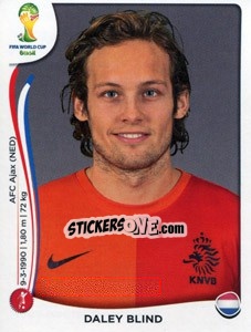 Sticker Daley Blind - Coppa del Mondo FIFA Brasile 2014 n. 134 - Panini