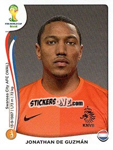 Sticker Jonathan de Guzmán - Coppa del Mondo FIFA Brasile 2014 - Panini