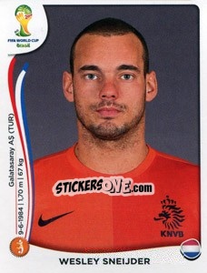 Cromo Wesley Sneijder - Coppa del Mondo FIFA Brasile 2014 - Panini