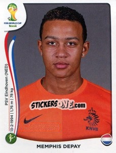 Sticker Memphis Depay - Coppa del Mondo FIFA Brasile 2014 n. 141 - Panini