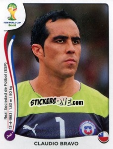 Sticker Claudio Bravo - Coppa del Mondo FIFA Brasile 2014 n. 148 - Panini