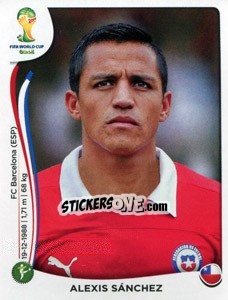 Sticker Alexis Sánchez - Coppa del Mondo FIFA Brasile 2014 n. 164 - Panini