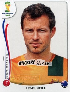 Sticker Lucas Neill - Coppa del Mondo FIFA Brasile 2014 n. 168 - Panini