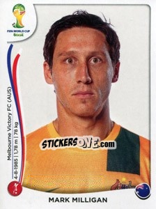 Sticker Mark Milligan - Coppa del Mondo FIFA Brasile 2014 n. 170 - Panini