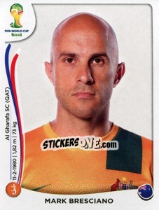 Sticker Mark Bresciano - Coppa del Mondo FIFA Brasile 2014 n. 176 - Panini