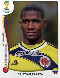 Sticker Cristian Zapata - Coppa del Mondo FIFA Brasile 2014 n. 188 - Panini