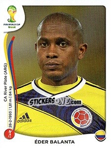 Sticker Éder Balanta - Coppa del Mondo FIFA Brasile 2014 n. 189x - Panini