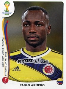 Sticker Pablo Armero - Coppa del Mondo FIFA Brasile 2014 n. 190 - Panini