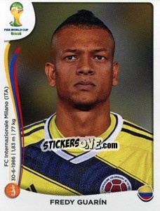 Cromo Fredy Guarin - Coppa del Mondo FIFA Brasile 2014 - Panini