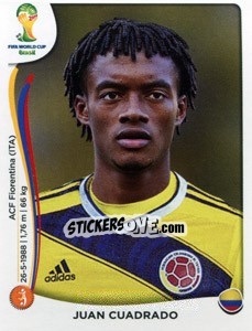 Sticker Juan Cuadrado - Coppa del Mondo FIFA Brasile 2014 n. 196 - Panini