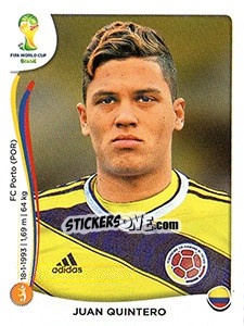 Sticker Juan Quintero - Coppa del Mondo FIFA Brasile 2014 n. 197x - Panini