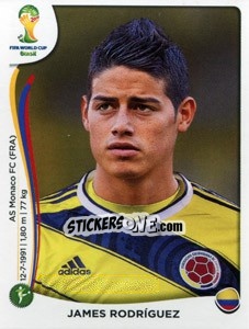Sticker James Rodriguez - Coppa del Mondo FIFA Brasile 2014 n. 199 - Panini